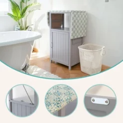 ORRD Solid Wood Folding Ironing Board With Storage Cabinet Heat Resistant Sponge For Small Spaces Laundry Room Gray -Baxton Studio Shop GUEST e17e32c8 e654 4d61 a011 3c18f459d7e8