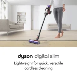 Dyson Digital Slim Cordless Stick Vacuum Gray: Multi-Surface, Bagless, 3 Speeds, Pet Hair, 40 Min Run Time, 2-Year Warranty