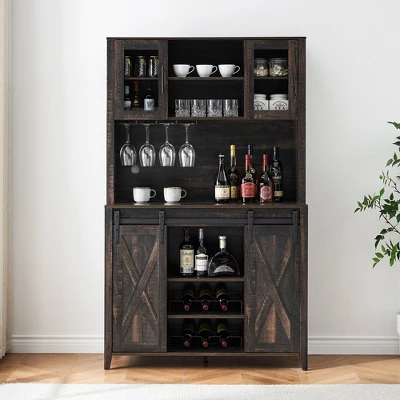 Whizmax Farmhouse Bar Cabinet With Sliding Barn Door For Kitchen, Dining Room 1 Whizmax Farmhouse Bar Cabinet With Sliding Barn Door For Kitchen, Dining Room
