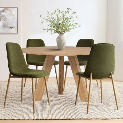 Set Of 4 Dining Chairs With Back, Upholstered Modern Accent Chairs With Metal Wood-Look Legs For Dining Room-Maison Boucle 11 Set Of 4 Dining Chairs With Back, Upholstered Modern Accent Chairs With Metal Wood-Look Legs For Dining Room-Maison Boucle - Image 11