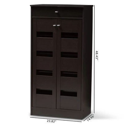 Acadia Modern And Contemporary Finished Shoe Cabinet Dark Brown - Baxton Studio 11 Acadia Modern And Contemporary Finished Shoe Cabinet Dark Brown - Baxton Studio - Image 11