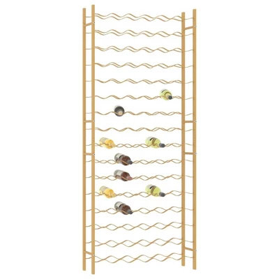 VidaXL Elegant Gold Metal Wine Rack - Freestanding Bottle Holder, Stores 96 Bottles, For Modern Home Bar/Kitchen Storage - 25.2" X 8.7" X 61.8" 2 VidaXL Elegant Gold Metal Wine Rack - Freestanding Bottle Holder, Stores 96 Bottles, For Modern Home Bar/Kitchen Storage - 25.2" X 8.7" X 61.8" - Image 2