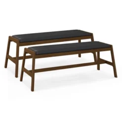 Costway 1/2 PCS 50" Long Solid Wood Dining Bench With Faux Leather Padded Seat Rubber Wood Frame 21 Costway 1/2 PCS 50" Long Solid Wood Dining Bench With Faux Leather Padded Seat Rubber Wood Frame -Baxton Studio Shop GUEST e1e3f41b a22b 48ab b896 8b38b875643d