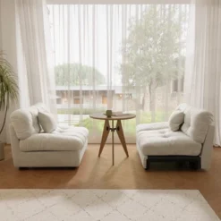 Cloud Modular Sectional Sofa,105inch Scrub Velvet Sofa Couch For Living Room,Curved Couch,Modern LoveSofa With 2 Pillows 3 Seater For Apartment -Baxton Studio Shop GUEST e204417e 9025 4a43 9d47 b56925e38d82 1