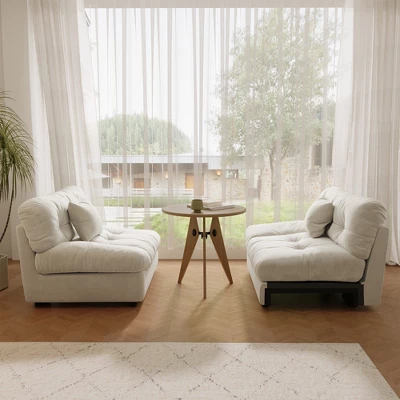 Cloud Modular Sectional Sofa,89inch Scrub Velvet Sofa Couch For Living Room,Curved Couch,Modern LoveSofa With 2 Pillows 3 Seater For Apartment 3 Cloud Modular Sectional Sofa,89inch Scrub Velvet Sofa Couch For Living Room,Curved Couch,Modern LoveSofa With 2 Pillows 3 Seater For Apartment - Image 3