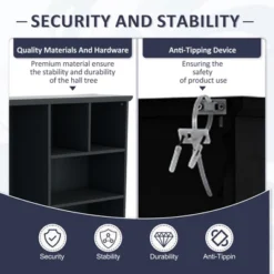 TIRAMISUBEST Hall Tree With Bench & Storage - 5-in-1 Entryway Organizer With Drawers, Antique Blue -Baxton Studio Shop GUEST e2130068 da95 4dbe 93fd b6c46ce04ef3