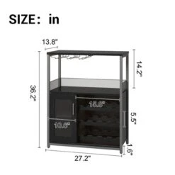 Farmhouse Wine Bar Cabinet With Lights Detachable Wine Rack And Storage Cabinet Kitchen Buffet Cabinet With Glass Holder And Door Buffet Sideboard
