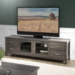 Hollywood Cabinet With Doors TV Stand For TVs Up To 80" Dark Gray - CorLiving -Baxton Studio Shop GUEST e21bf049 a926 4280 b3dd 90724e8e6363