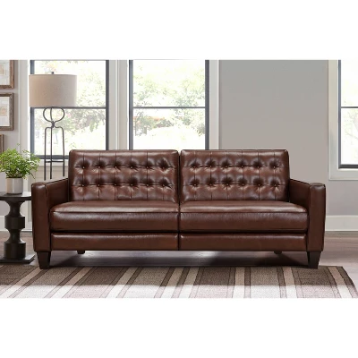 81" Wesley Genuine Leather Power Footrest Tuxedo Arm Sofa - Armen Living 9 81" Wesley Genuine Leather Power Footrest Tuxedo Arm Sofa - Armen Living - Image 9