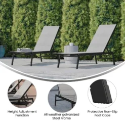 Flash Furniture Brazos Set Of 2 Adjustable Chaise Lounge Chairs All-Weather Outdoor Five-Position Recliners -Baxton Studio Shop GUEST e261ab8f 0963 4def a013 c851016382d5