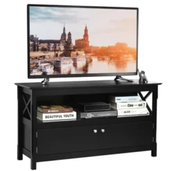 Costway Free Standing TV Cabinet Wooden Console TV Media Entertainment -Baxton Studio Shop GUEST e277f3fd 0d25 4f2e bf80 75412ff8bc7b