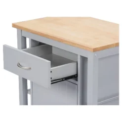 Yonkers Contemporary Kitchen Cart With Wood Top Light Gray - Baxton Studio -Baxton Studio Shop GUEST e3110ac8 f999 440a a00f 5def2d152d8d