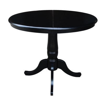 36" Round Top Pedestal Dining Table With 12" Drop Leaf - International Concepts 1 36" Round Top Pedestal Dining Table With 12" Drop Leaf - International Concepts