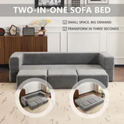 MYINDA Modular Convertible Sofa With 3 Modules - Foam Sleeper, Chenille Floor Sofa For Studio Apartments And Home Offices -Baxton Studio Shop GUEST e32e7e3c daad 4513 ad9c 89a9362c8727