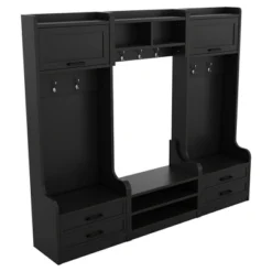 TIRAMISUBEST 4-in-1 Detachable Hall Tree With Storage And 7 Hooks - Black Entryway Organizer With Storage -Baxton Studio Shop GUEST e3341ba2 1216 4411 8d46 cbe94f77aef2