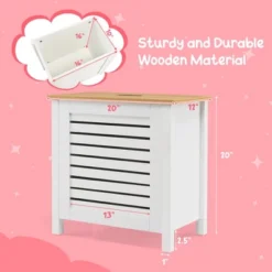 Costway Wooden Toy Storage Organizer Kids Toy Chest W/Lid For Kindergarten Bedroom White -Baxton Studio Shop GUEST e3344107 3a19 447a 9707 5a5283fa188d