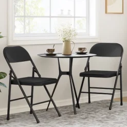 Whizmax Solo Classic Home Adult Modern Metal Indoor Auditorium Padded Folding Chairs, Black (Set Of 4) -Baxton Studio Shop GUEST e36bf84d 17bf 40d7 a76d 8f0314899f57