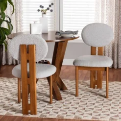 Baxton Studio 2pc Kacela Boucle Fabric And Wood Dining Chair Set -Baxton Studio Shop GUEST e370754b eea8 4fc5 8f71 4fac0d8fc21e
