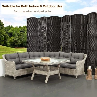 Costway 6-Panel Room Divider 6Ft Weave Fiber Folding Privacy Screen BrownBlack 8 Costway 6-Panel Room Divider 6Ft Weave Fiber Folding Privacy Screen BrownBlack - Image 8