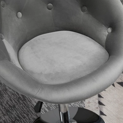 HOMCOM Modern Makeup Vanity Chair Round Tufted Swivel Accent Chair With Chrome Frame Height Adjustable For Living Room 4 HOMCOM Modern Makeup Vanity Chair Round Tufted Swivel Accent Chair With Chrome Frame Height Adjustable For Living Room - Image 4