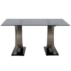 58" Gleneagles Modern Rectangle Glass Top Dining Table Gray/Champagne/Black - HOMES: Inside + Out -Baxton Studio Shop GUEST e400e5dc 8c1d 4a8f bd01 cc7866a3714f