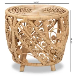 Sarana Rattan End Table Natural/Brown - Bali & Pari 9 Sarana Rattan End Table Natural/Brown - Bali & Pari -Baxton Studio Shop GUEST e41928de 93e3 405f 8313 3df3e524b5d9