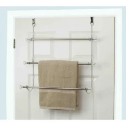 Home Basics 3 Tier Chrome Plated Steel Over The Door Towel Rack
