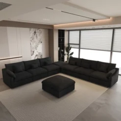 Modular Sectional Sofa With Ottoman,156" U Shaped Down Filled Cloud Couch,8 Seater Convertible Living Room Sets,Cover Washable And Replaceable -Baxton Studio Shop GUEST e428b62d 0f0b 44b4 9a37 4284bf0c1744