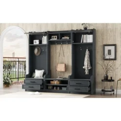 TIRAMISUBEST 4-in-1 Detachable Hall Tree With Storage And 7 Hooks- Antique Blue Entryway Organizer -Baxton Studio Shop GUEST e430b75a c27b 431d 8d99 ff946c1ccdc2