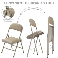 SUGIFT 4-Pack Heavy Duty Metal Folding Chairs With Padded Seat & Back, Portable For Indoor/Outdoor Events, Office, Wedding, Party, Beige, 330 Lbs -Baxton Studio Shop GUEST e43e7c0c 2688 4e01 b810 e36c1381c17f