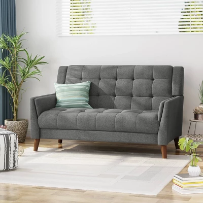 Candace Mid Century Modern Loveseat Dark Gray - Christopher Knight Home 1 Candace Mid Century Modern Loveseat Dark Gray - Christopher Knight Home