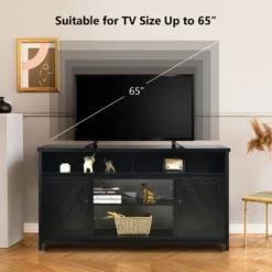 Costway 59'' TV Stand Media Center Console Cabinet W/ Barn Door For TV's 65'' NaturalBlackCoffee 16 Costway 59'' TV Stand Media Center Console Cabinet W/ Barn Door For TV's 65'' NaturalBlackCoffee -Baxton Studio Shop GUEST e4c095b0 8ffb 4a9f 92c5 f7239b088c62