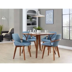 LumiSource Cosmo Chair Walnut Bamboo/Blue Noise Fabric -Baxton Studio Shop GUEST e4d1dd8c 318e 459c 9ddb a5e24564e866