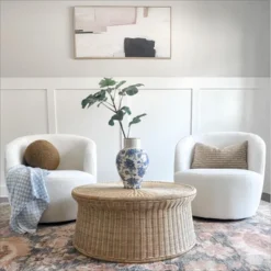 Bella Swivel Barrel Chairs Set Of 2,Modern Soft Touch 28'' Seat Width Teddy Swivel Chair,Armrest 360° Swivel Nursery Chair-The Pop Maison -Baxton Studio Shop GUEST e50a0ed1 94d2 4120 a852 19c21c2e0274