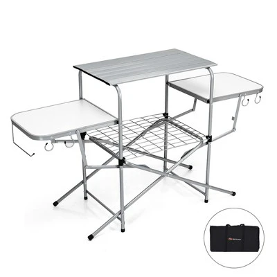 Costway Foldable Camping Table Outdoor Kitchen Portable Grilling Stand Folding BBQ Table 8 Costway Foldable Camping Table Outdoor Kitchen Portable Grilling Stand Folding BBQ Table - Image 8
