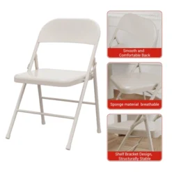 2/4 Pack Folding Chairs With Comfort Sit Board And Durable Steel Frame, Portable Kitchen Chair, 350lb Weight Capacity -Baxton Studio Shop GUEST e5bbd345 962f 4054 8749 881ef9ff4ca4