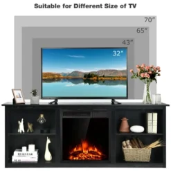 Costway 70'' 2-Tier TV Fireplace Stand W/22.5'' Electric Fireplace Up To 75'' -Baxton Studio Shop GUEST e5ccfcb3 0f21 42ac 9a85 96bd7f1f0095