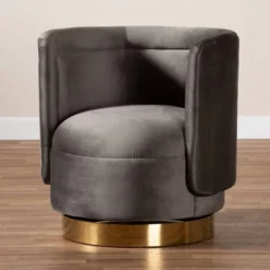 Saffi Velvet Upholstered Swivel Accent Chair - Baxton Studio -Baxton Studio Shop GUEST e5dd005f 2f0d 4a8e b01b e72afb62eb91