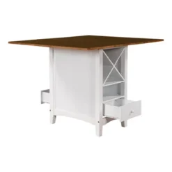 Farmhouse 5-Piece Dining Table Set With Drop Leaf, Wine Rack And Drawers-ModernLuxe -Baxton Studio Shop GUEST e5e8c248 5f8b 4fba 84ca 3df5459fe200