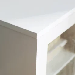 Pierceton Modern Double Glass Door With Metal Legs TV Stand For TVs Up To 58" White - Saracina Home -Baxton Studio Shop GUEST e6234a99 ab4f 4730 99f6 0b971f2d2de2