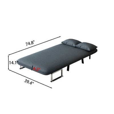 39″ Convertible Chair Bed, Tri-Fold Sofa Bed With Adjustable Backrest & Pillow, With Sturdy Iron Frame For Home & Office, Comfortable Sleeper Chair 3 39″ Convertible Chair Bed, Tri-Fold Sofa Bed With Adjustable Backrest & Pillow, With Sturdy Iron Frame For Home & Office, Comfortable Sleeper Chair - Image 3