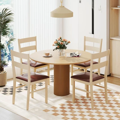 Costway Wooden Dining Chair Set Of 2/4 With Rubber Wood Frame Padded Seat For Kitchen 5 Costway Wooden Dining Chair Set Of 2/4 With Rubber Wood Frame Padded Seat For Kitchen - Image 5