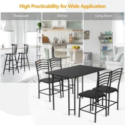Costway 5 Piece Dining Set Home Kitchen Table 29.5'' And 4 Chairs With Metal Legs Modern Black -Baxton Studio Shop GUEST e6803c19 9a2a 4eb4 ba9e 387e87b18dea