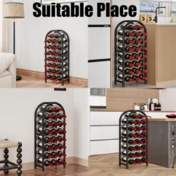 Itopfox Freestanding Floor Wine Rack - Metal Holder Stand Organizer For 23 Bottles, Black, Space-saving Design -Baxton Studio Shop GUEST e680d0c2 1fd6 447b a725 58eaa87c2508