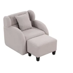 360 Degree Swivel Barrel Chair With Footstool, Accent Chair With Ottoman-ModernLuxe -Baxton Studio Shop GUEST e6a50253 1f7a 4884 a99c 539fdc92a1cc