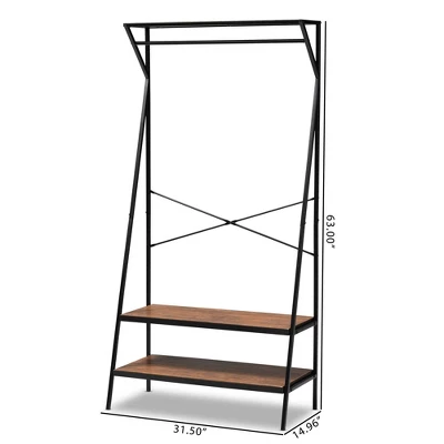 Laima Distressed Wood And Metal Finished Entryway Coat Hanger Brown/Black - Baxton Studio 7 Laima Distressed Wood And Metal Finished Entryway Coat Hanger Brown/Black - Baxton Studio - Image 7