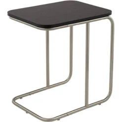 55 Downing Street Modern Dark Oak Brushed Nickel Rectangular Accent Side End Table 20" X 15 1/2" Gray For Living Room Home House -Baxton Studio Shop GUEST e6c9caca 7259 4de4 86bd f9e2e4fc0e43