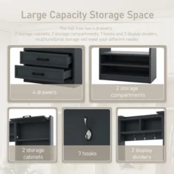 TIRAMISUBEST 4-in-1 Detachable Hall Tree With Storage And 7 Hooks- Antique Blue Entryway Organizer -Baxton Studio Shop GUEST e6d76e94 1351 4902 9f08 516c9ebc6235