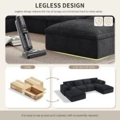 142'' U-Shaped Modular Sectional Sofa, Luxury Fully Compressed Couch With Ottomans & Cloud-Like Cushions - ModernLuxe 15 142'' U-Shaped Modular Sectional Sofa, Luxury Fully Compressed Couch With Ottomans & Cloud-Like Cushions - ModernLuxe -Baxton Studio Shop GUEST e6e6144b 5820 43dc 849d caa35e6ea2b4