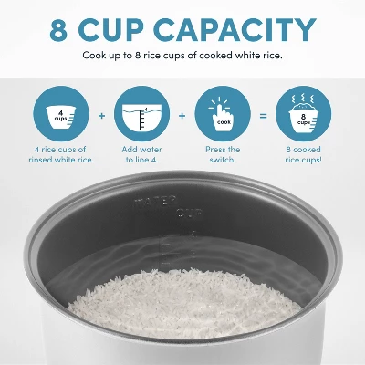 Aroma 8 Cup Rice Cooker - Stainless Steel ARC-904SB: Digital Rice Maker, Automatic Shut-Off, Reheat & Steam Functions 8 Aroma 8 Cup Rice Cooker - Stainless Steel ARC-904SB: Digital Rice Maker, Automatic Shut-Off, Reheat & Steam Functions - Image 8